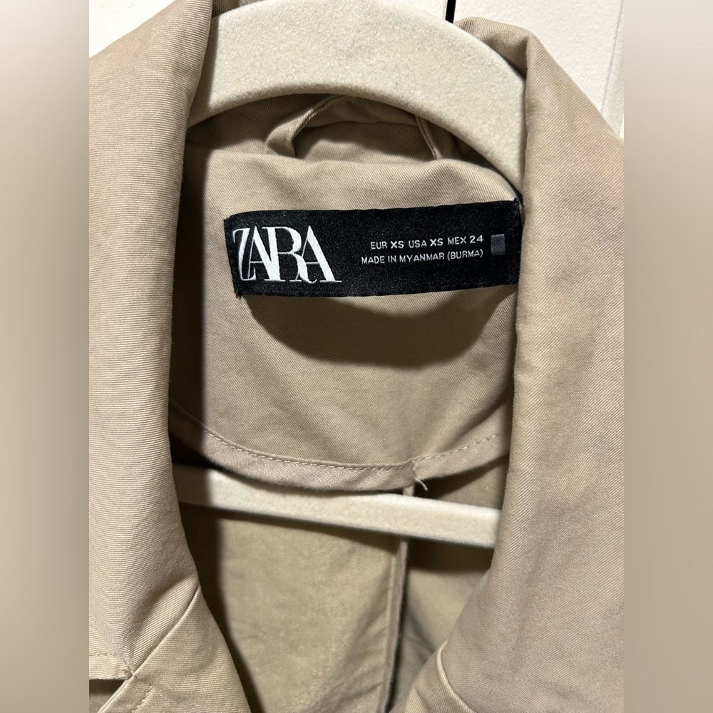 Zara Beige Trench Coat with Brown Sweater Accent - Picture 6 of 8